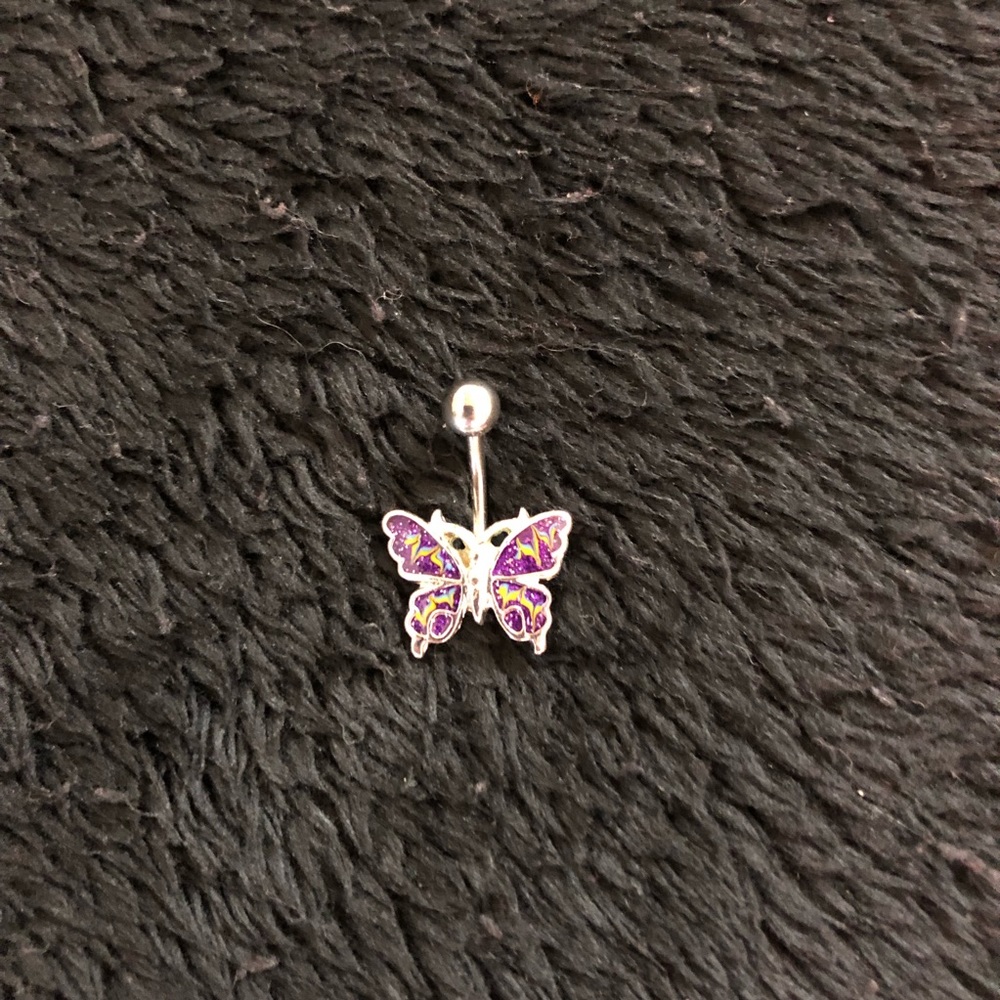 90s style butterfly bellybutton navel ring